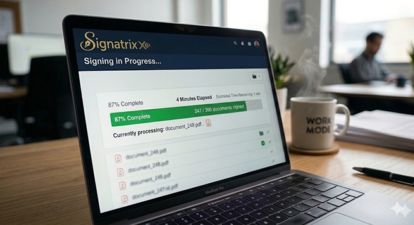 Signatrix bulk signing in progress