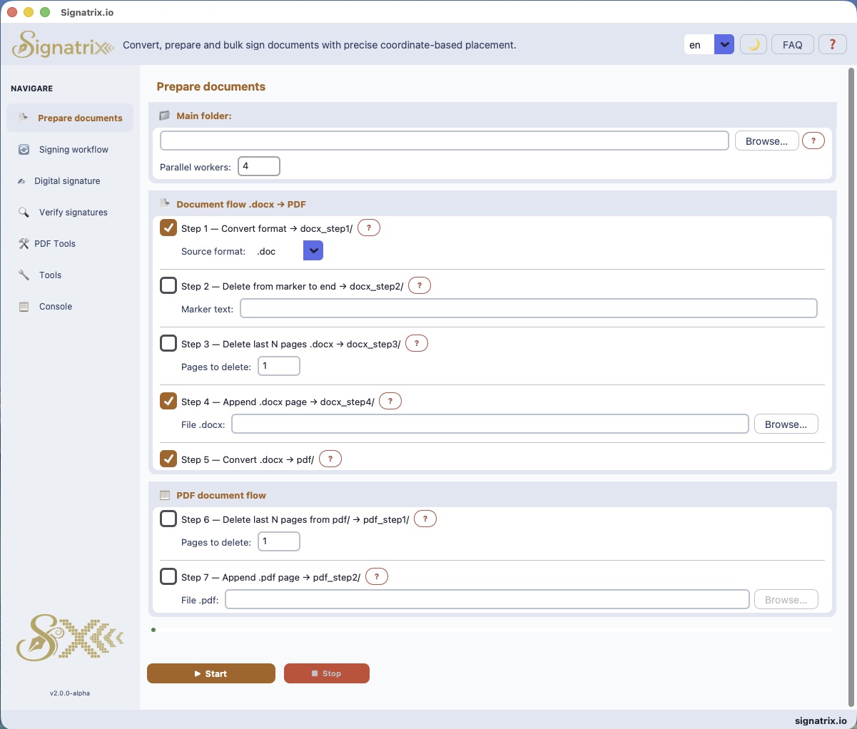 Signatrix — Prepare documents light
