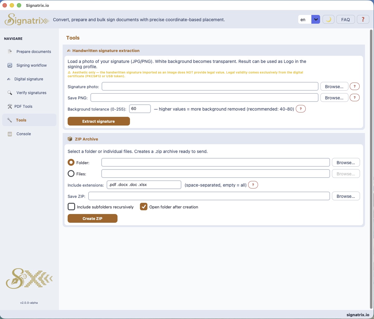 Signatrix — Tools light