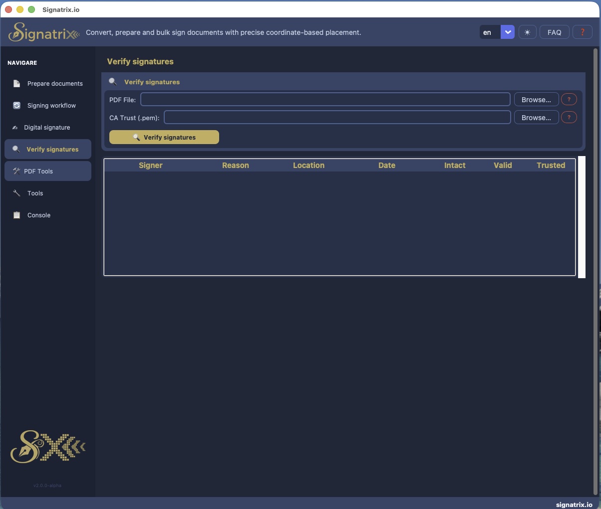 Signatrix — Verify signatures