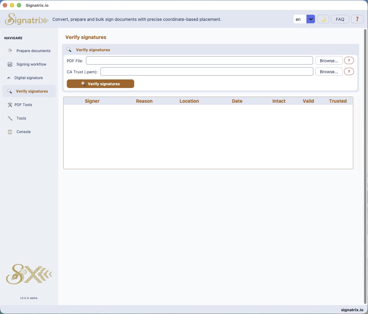 Signatrix — Verify signatures light