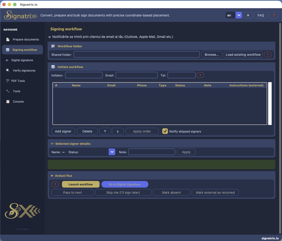 Signatrix — Signing workflow